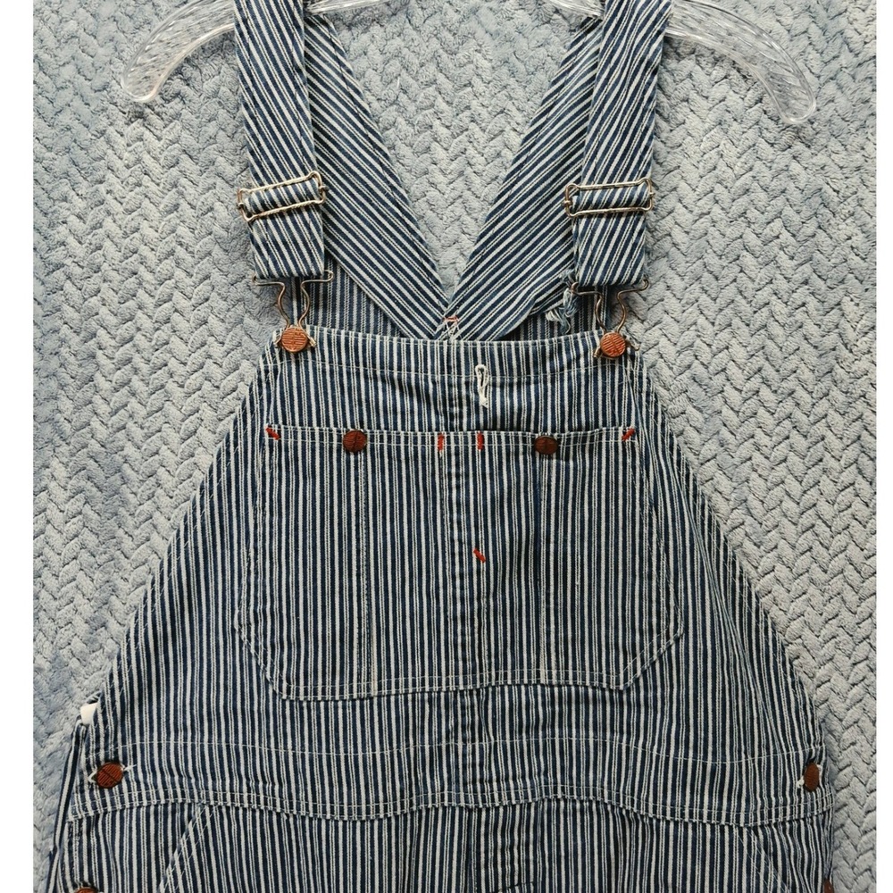 Vintage Round House Hickory Stripe Bib Overalls White Pinstripe 38x30 Workwear